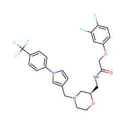 O=C(COc1ccc(F)c(F)c1)NC[C@@H]1CN(Cc2ccn(-c3ccc(C(F)(F)F)cc3)c2)CCO1 ZINC000040379634