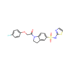 O=C(COc1ccc(F)cc1)N1CCc2cc(S(=O)(=O)Nc3nccs3)ccc21 ZINC000034805691