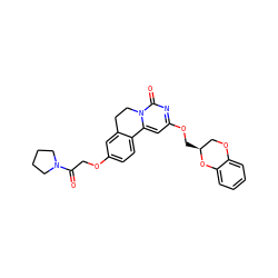 O=C(COc1ccc2c(c1)CCn1c-2cc(OC[C@H]2COc3ccccc3O2)nc1=O)N1CCCC1 ZINC000209717048