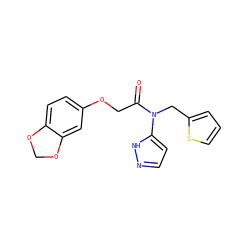 O=C(COc1ccc2c(c1)OCO2)N(Cc1cccs1)c1ccn[nH]1 ZINC000146109486