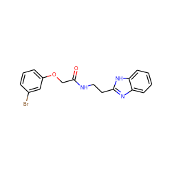O=C(COc1cccc(Br)c1)NCCc1nc2ccccc2[nH]1 ZINC000005615199