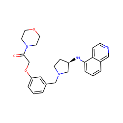 O=C(COc1cccc(CN2CC[C@@H](Nc3cccc4cnccc34)C2)c1)N1CCOCC1 ZINC000114337721