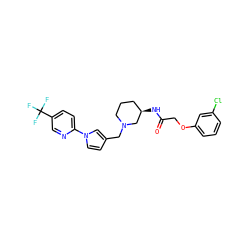 O=C(COc1cccc(Cl)c1)N[C@@H]1CCCN(Cc2ccn(-c3ccc(C(F)(F)F)cn3)c2)C1 ZINC000040422523