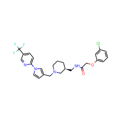 O=C(COc1cccc(Cl)c1)NC[C@@H]1CCCN(Cc2ccn(-c3ccc(C(F)(F)F)cn3)c2)C1 ZINC000040845636