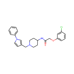 O=C(COc1cccc(Cl)c1)NC1CCN(Cc2ccn(-c3ccccc3)c2)CC1 ZINC000038225849