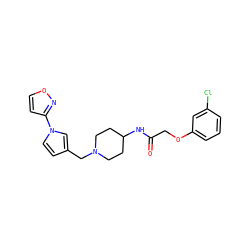 O=C(COc1cccc(Cl)c1)NC1CCN(Cc2ccn(-c3ccon3)c2)CC1 ZINC000040390753