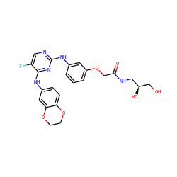 O=C(COc1cccc(Nc2ncc(F)c(Nc3ccc4c(c3)OCCO4)n2)c1)NC[C@H](O)CO ZINC000136613874