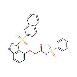 O=C(COc1cccc2[nH]cc(S(=O)(=O)c3ccc4ccccc4c3)c12)NS(=O)(=O)c1ccccc1 ZINC000049867522