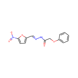 O=C(COc1ccccc1)N/N=C/c1ccc([N+](=O)[O-])o1 ZINC000000138297