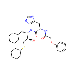 O=C(COc1ccccc1)N[C@H](Cc1c[nH]cn1)C(=O)N[C@@H](CC1CCCCC1)[C@@H](O)CSC1CCCCC1 ZINC000026264086