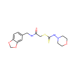 O=C(CSC(=S)NN1CCOCC1)NCc1ccc2c(c1)OCO2 ZINC001772633335