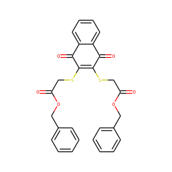 O=C(CSC1=C(SCC(=O)OCc2ccccc2)C(=O)c2ccccc2C1=O)OCc1ccccc1 ZINC000040952043