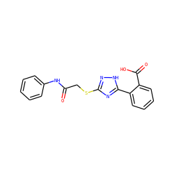 O=C(CSc1n[nH]c(-c2ccccc2C(=O)O)n1)Nc1ccccc1 ZINC000473121640