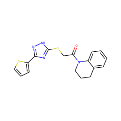 O=C(CSc1nc(-c2cccs2)n[nH]1)N1CCCc2ccccc21 ZINC000008686177