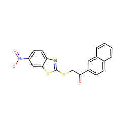O=C(CSc1nc2ccc([N+](=O)[O-])cc2s1)c1ccc2ccccc2c1 ZINC000001163259