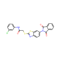 O=C(CSc1nc2ccc(N3C(=O)c4ccccc4C3=O)cc2s1)Nc1cccc(Cl)c1 ZINC000008438335