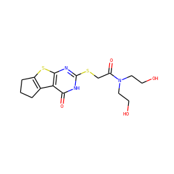 O=C(CSc1nc2sc3c(c2c(=O)[nH]1)CCC3)N(CCO)CCO ZINC000017137980