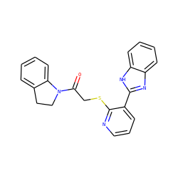 O=C(CSc1ncccc1-c1nc2ccccc2[nH]1)N1CCc2ccccc21 ZINC000001329493