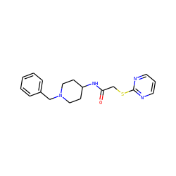 O=C(CSc1ncccn1)NC1CCN(Cc2ccccc2)CC1 ZINC000013470605