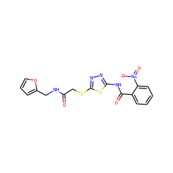 O=C(CSc1nnc(NC(=O)c2ccccc2[N+](=O)[O-])s1)NCc1ccco1 ZINC000008821966
