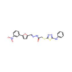 O=C(CSc1nnc(Nc2ccccc2)s1)N/N=C/c1ccc(-c2cccc([N+](=O)[O-])c2)o1 ZINC001772644329