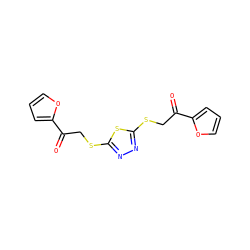O=C(CSc1nnc(SCC(=O)c2ccco2)s1)c1ccco1 ZINC000003258821