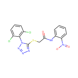 O=C(CSc1nnnn1-c1c(Cl)cccc1Cl)Nc1ccccc1[N+](=O)[O-] ZINC000033817052