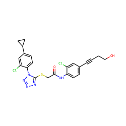 O=C(CSc1nnnn1-c1ccc(C2CC2)cc1Cl)Nc1ccc(C#CCCO)cc1Cl ZINC000028823597