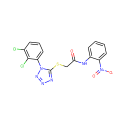 O=C(CSc1nnnn1-c1cccc(Cl)c1Cl)Nc1ccccc1[N+](=O)[O-] ZINC000033817034