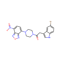 O=C(Cc1c[nH]c2ccc(Br)cc12)N1CCN(c2ccc([N+](=O)[O-])c3nonc23)CC1 ZINC000013864318