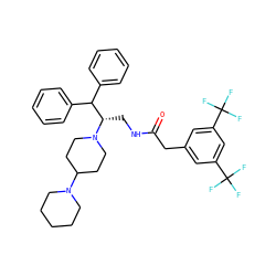O=C(Cc1cc(C(F)(F)F)cc(C(F)(F)F)c1)NC[C@@H](C(c1ccccc1)c1ccccc1)N1CCC(N2CCCCC2)CC1 ZINC000027518387