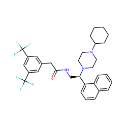 O=C(Cc1cc(C(F)(F)F)cc(C(F)(F)F)c1)NC[C@H](c1cccc2ccccc12)N1CCN(C2CCCCC2)CC1 ZINC000027439019