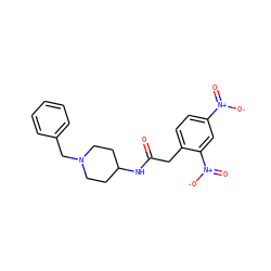 O=C(Cc1ccc([N+](=O)[O-])cc1[N+](=O)[O-])NC1CCN(Cc2ccccc2)CC1 ZINC000013779911