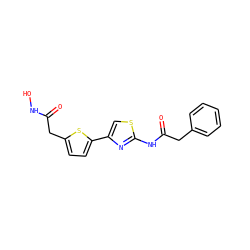 O=C(Cc1ccc(-c2csc(NC(=O)Cc3ccccc3)n2)s1)NO ZINC000014001915