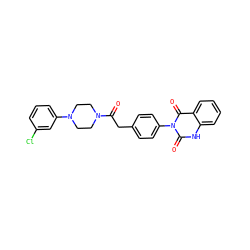 O=C(Cc1ccc(-n2c(=O)[nH]c3ccccc3c2=O)cc1)N1CCN(c2cccc(Cl)c2)CC1 ZINC000002952550