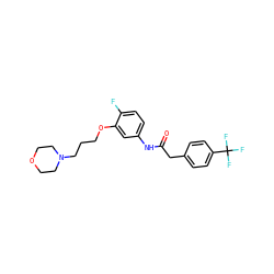 O=C(Cc1ccc(C(F)(F)F)cc1)Nc1ccc(F)c(OCCCN2CCOCC2)c1 ZINC000043120189
