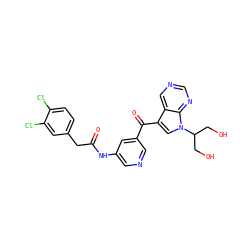 O=C(Cc1ccc(Cl)c(Cl)c1)Nc1cncc(C(=O)c2cn(C(CO)CO)c3ncncc23)c1 ZINC000169707833
