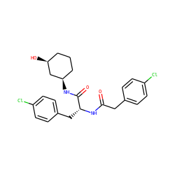 O=C(Cc1ccc(Cl)cc1)N[C@H](Cc1ccc(Cl)cc1)C(=O)N[C@@H]1CCC[C@H](O)C1 ZINC000072177328