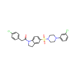 O=C(Cc1ccc(Cl)cc1)N1CCc2cc(S(=O)(=O)N3CCN(c4cccc(Cl)c4)CC3)ccc21 ZINC000118536497