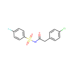 O=C(Cc1ccc(Cl)cc1)NS(=O)(=O)c1ccc(F)cc1 ZINC000042250685