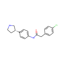 O=C(Cc1ccc(Cl)cc1)Nc1ccc([C@@H]2CCNC2)cc1 ZINC000117733434