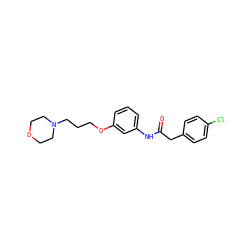 O=C(Cc1ccc(Cl)cc1)Nc1cccc(OCCCN2CCOCC2)c1 ZINC000043062492