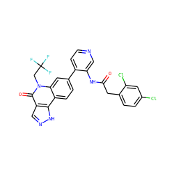 O=C(Cc1ccc(Cl)cc1Cl)Nc1cnccc1-c1ccc2c3[nH]ncc3c(=O)n(CC(F)(F)F)c2c1 ZINC000220098345