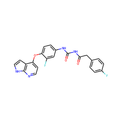 O=C(Cc1ccc(F)cc1)NC(=O)Nc1ccc(Oc2ccnc3[nH]ccc23)c(F)c1 ZINC000016052749