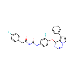 O=C(Cc1ccc(F)cc1)NC(=O)Nc1ccc(Oc2ncnn3ccc(-c4ccccc4)c23)c(F)c1 ZINC000029040612