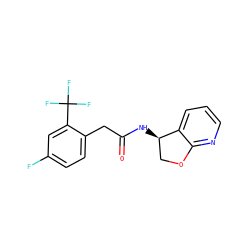O=C(Cc1ccc(F)cc1C(F)(F)F)N[C@@H]1COc2ncccc21 ZINC000146599958