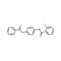 O=C(Cc1ccc(NC(=O)c2ccccc2Cl)cc1)c1ccccc1 ZINC000072182380