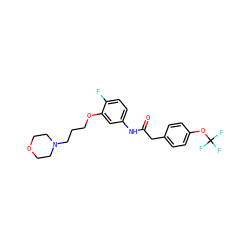 O=C(Cc1ccc(OC(F)(F)F)cc1)Nc1ccc(F)c(OCCCN2CCOCC2)c1 ZINC000043067062