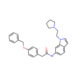 O=C(Cc1ccc(OCc2ccccc2)cc1)Nc1ccc2ccn(CCN3CCCC3)c2c1 ZINC000013609982