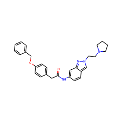 O=C(Cc1ccc(OCc2ccccc2)cc1)Nc1ccc2cn(CCN3CCCC3)nc2c1 ZINC000013610010